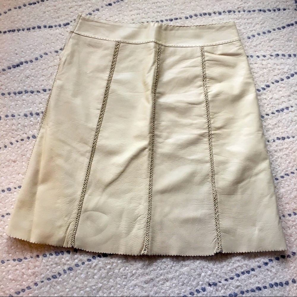 Max Studio cream colored leather skirt
